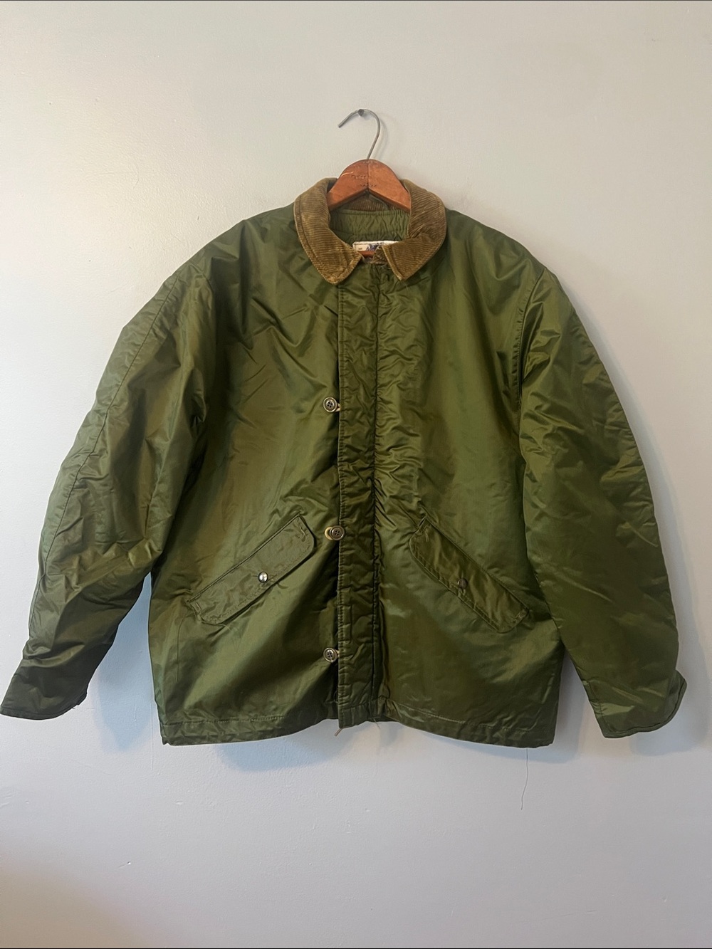 Alpha Industries Olive Field Jacket with Brown Corduroy Collar
